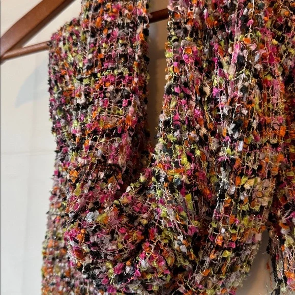 Pink Brown Green Fancy Ribbon Scarf Confetti Classic Accessory Multi colored - Picture 6 of 16